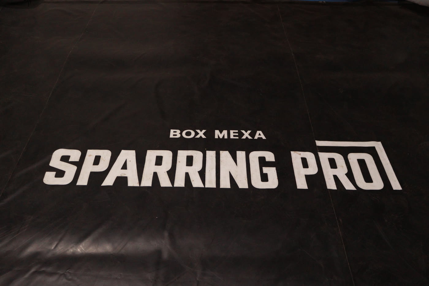 Lona negra del ring con el nombre Sparring Pro.